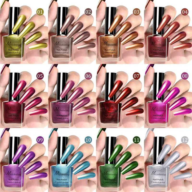 Vernis à ongles effet miroir métallique 12 couleurs