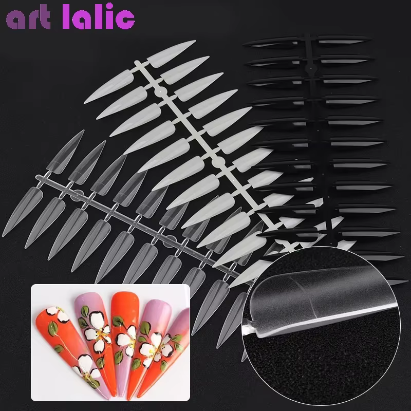 240 pièces ensemble d'art des ongles clair naturel couverture complète ovale extrémité pointue Stiletto longs faux
