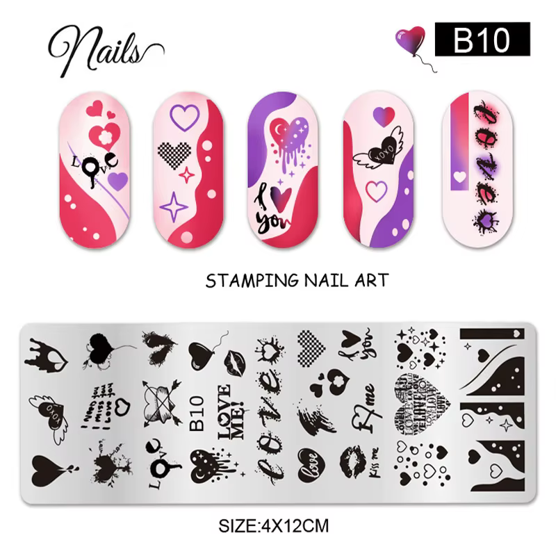 Plaques d'estampage d'ongles pour la saint-valentin