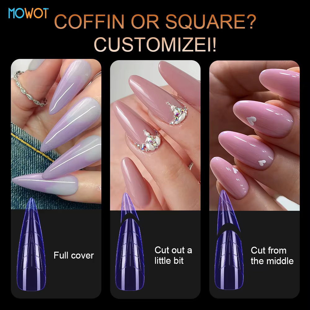 MOWOT 292 pièces couleur double forme ongles moule ensembles acrylique