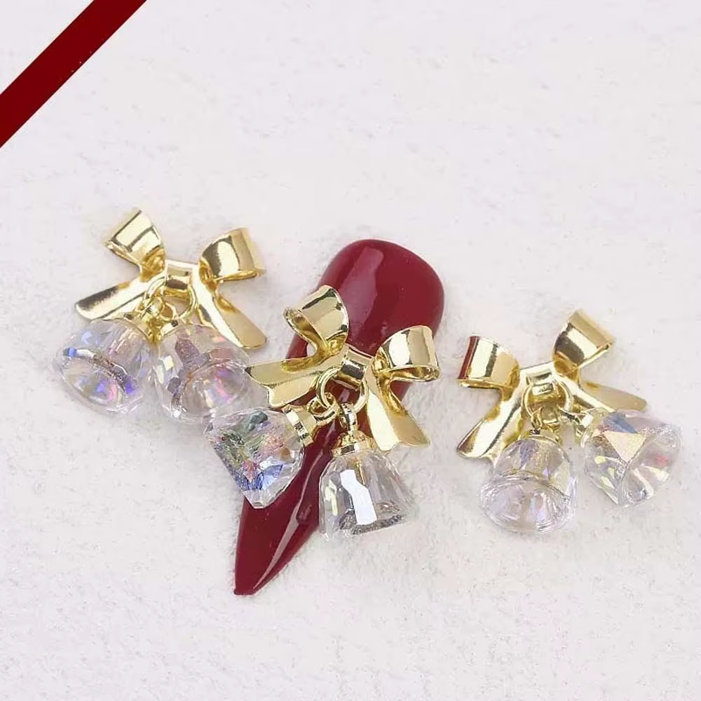 Ornement d'ongles cloches de noël nœud papillon perceuses à ongles