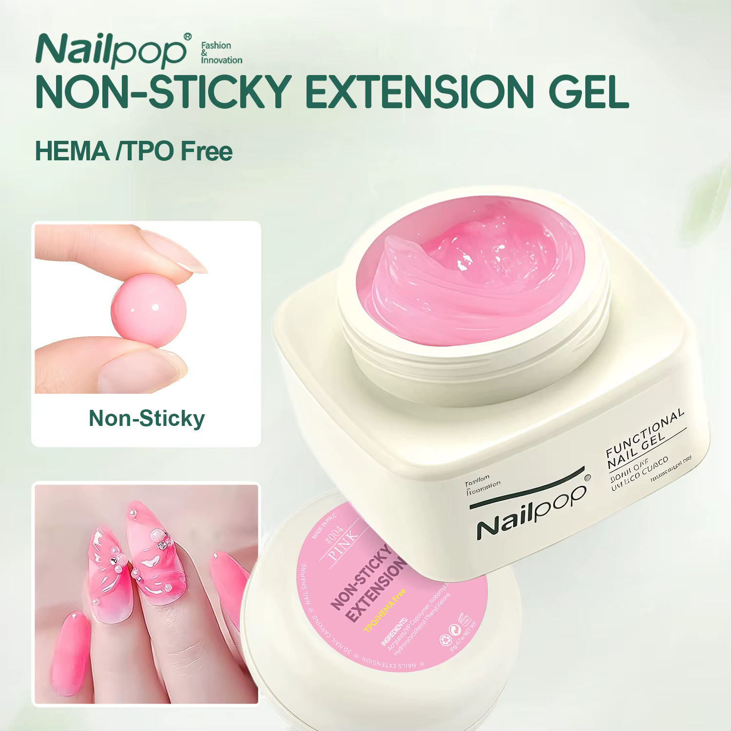 Nailpop No TPO/HEMA Gel d'extension Non collant pour ongles Art manucure sculpture UV LED durcissement modèles personnalisés faciles à utiliser Art bricolage