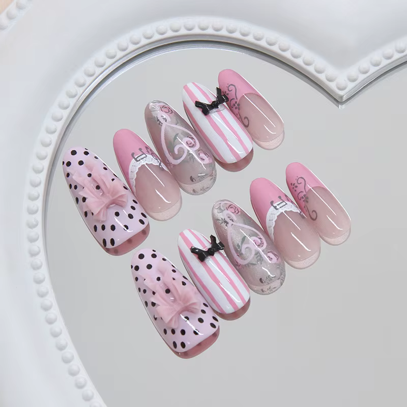 24 faux ongles roses press-on