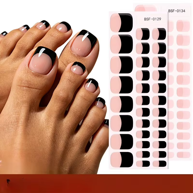 Autocollants pour ongles de pieds en gel sans UV style français