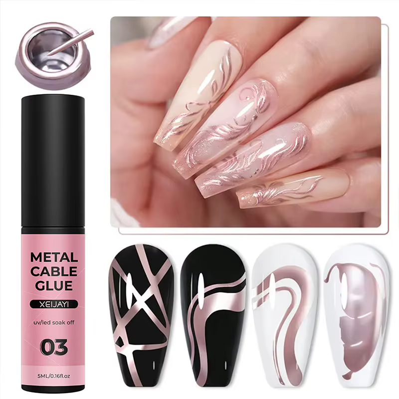 (HS) 5ml Super brillant argent métallique peinture Liner Gel vernis à ongles dessin rayure Graffiti miroir tirer ligne