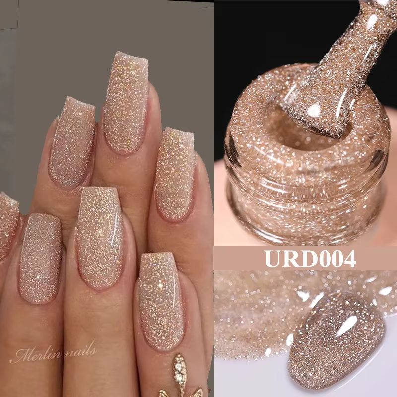 UR SUGAR 15ml Champagne or argent réfléchissant paillettes Gel vernis à ongles