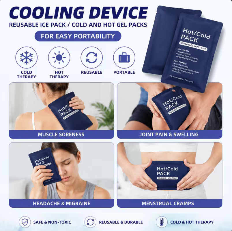 Gel réfrigérant pour soulager la douleur, avec sacs de gel chaud et froid pour la thérapie par la chaleur et le froid, portable pour les voyages en extérieur