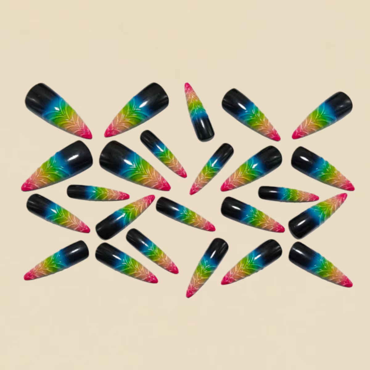 Faux ongles longs en forme de goutte d'eau 3D pour femmes et filles