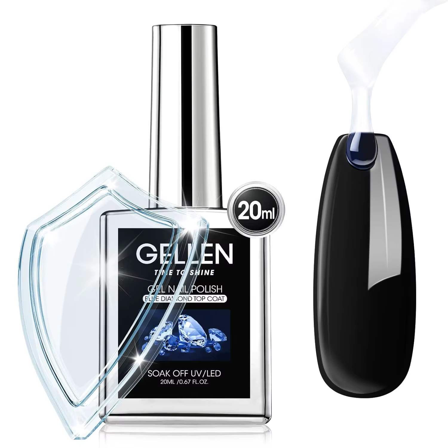GELLEN Gel Top Coat 20ml Haute Brillance Transparent Vernis à Ongles Soin