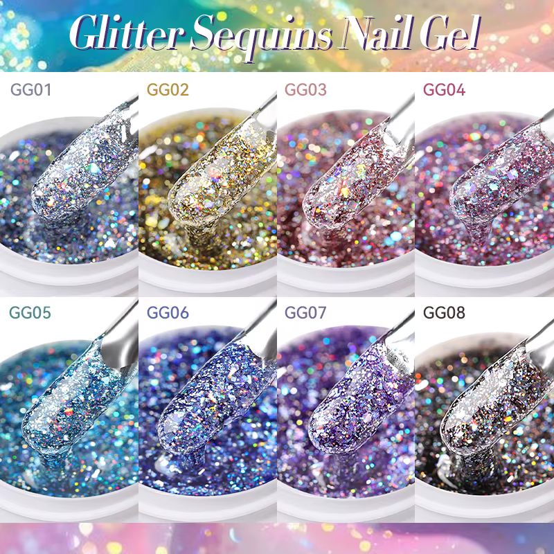 LILYCUTE rose argent paillettes Gel vernis à ongles brillant