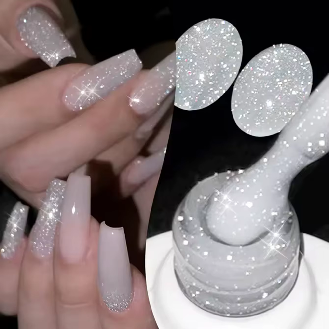 MIANEL 1 pièce 12ML Vernis à ongles gel blanc pailleté à effet scintillant fin