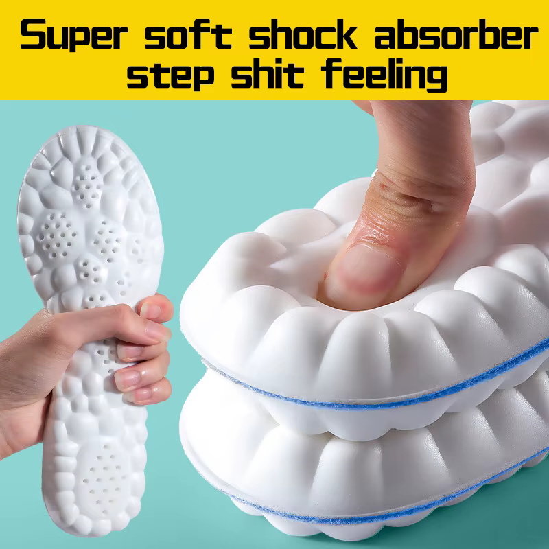 Semelles intérieures de sport pour chaussures, technologie Cloud 4D, semelle en PU, coussin d'absorption des chocs doux et respirant, semelles orthopédiques de course