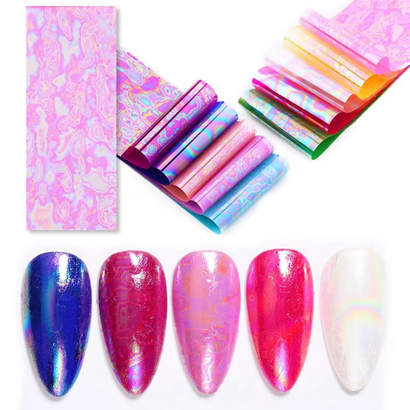 10PCS Aurora Nail Foil holographique