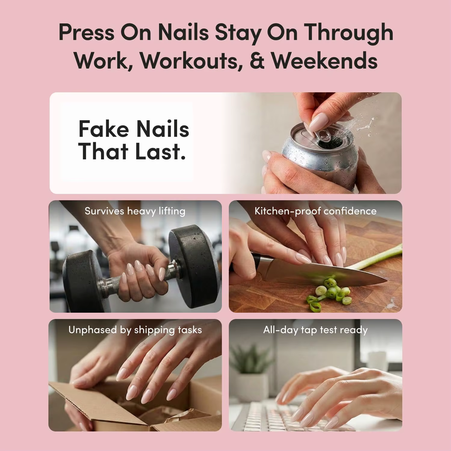 Faux ongles courts en forme d'amande avec pointes françaises à pois