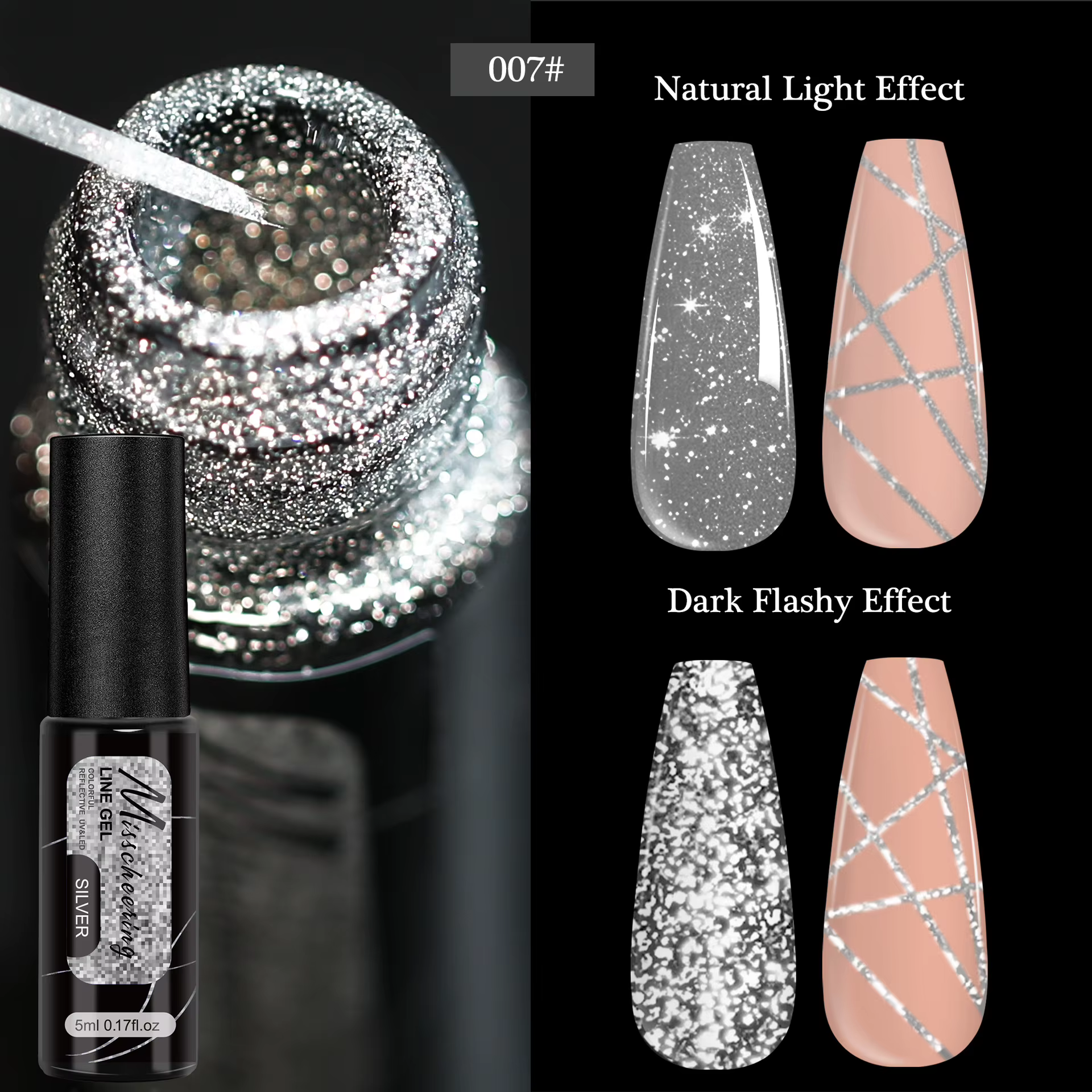 Gel vernis à ongles doré argenté scintillant