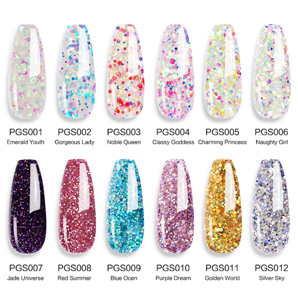 Gel d'extension d'ongles à paillettes