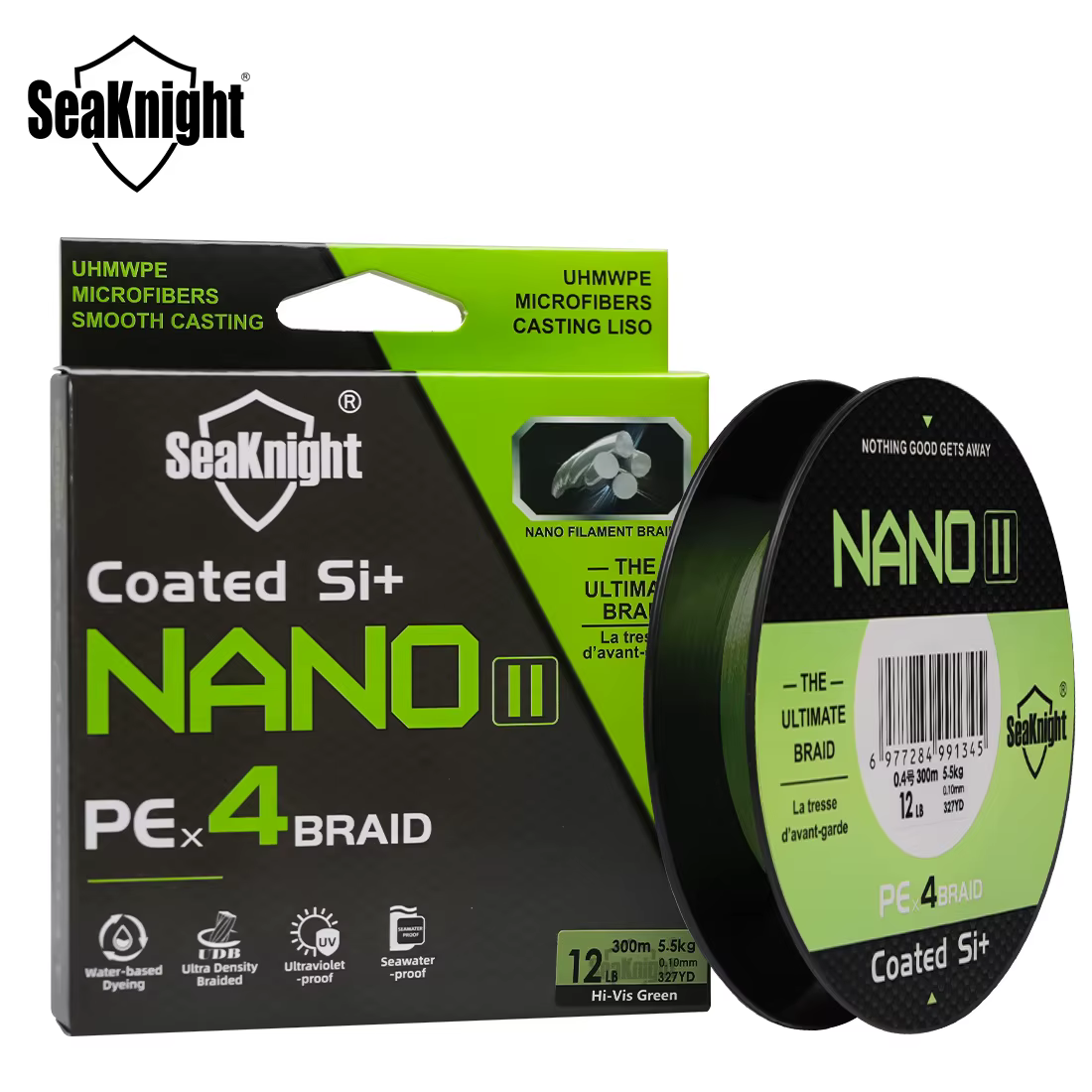 Ligne de pêche tressée SeaKnight Brand NANOII 300M, 4 brins, ligne PE, eau douce/eau de mer, nouveauté 2024