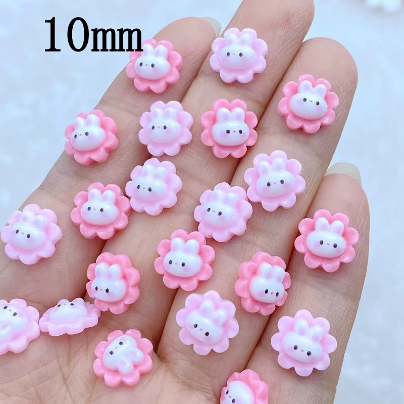 50 pièces/ensemble dessin animé fleur lapin Ontwerpen Nail Art décoration Hars 3d Bedels Nagel Accessoires manucure pour Vrouwen Meisjes