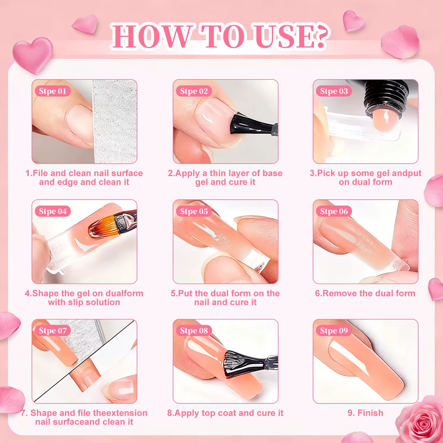 Kit de démarrage Poly Gel pour ongles : 5 couleurs