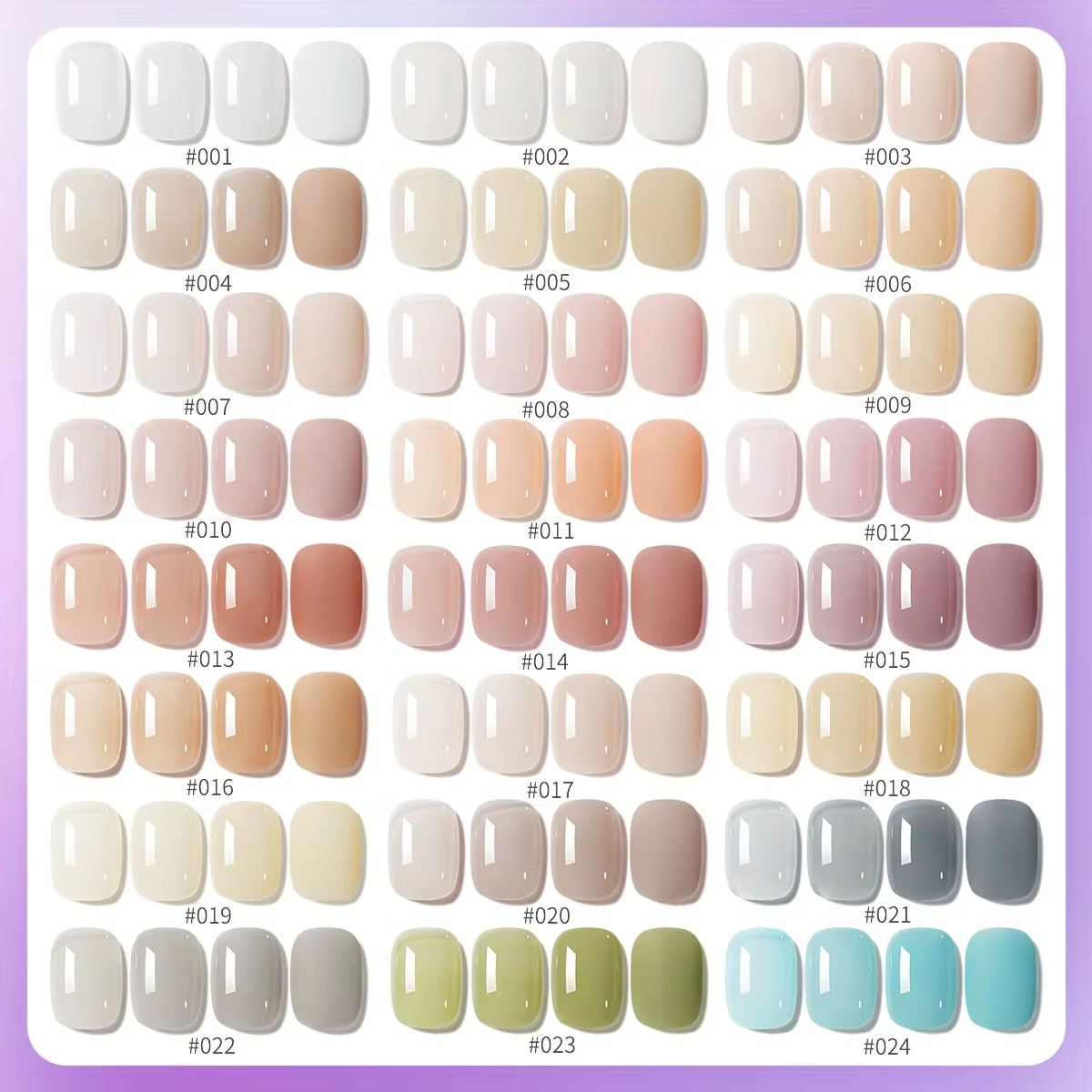 24 pièces série translucide 24 couleurs --- nouvelle nail art populaire ultra-lumineux glace