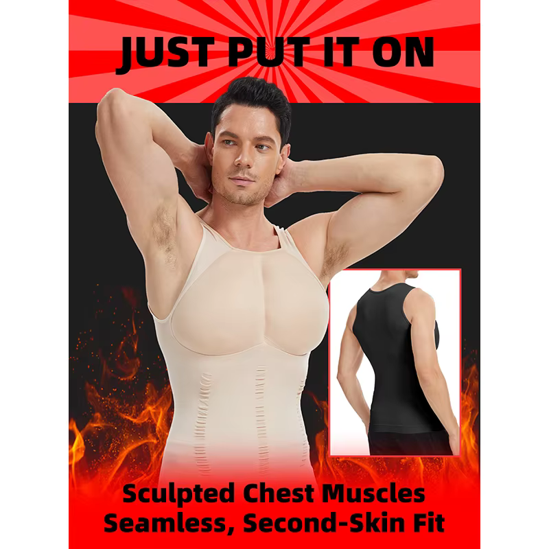 Vêtements musculaires en éponge pour hommes, débardeur de fausse poitrine, Simulation Invisible, sous-vêtements amincissants, gilet à bascule