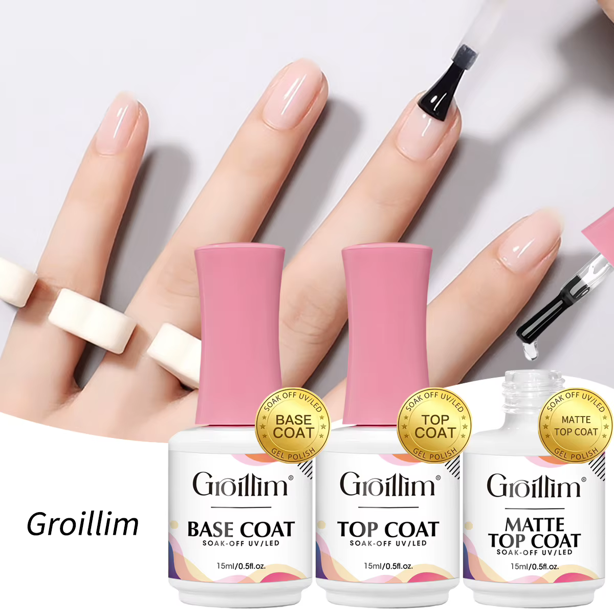 Kit de démarrage de vernis à ongles en gel sans essuyage Groillim 15 ml - / Kit