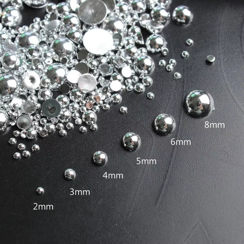 Breloque en perle demi-ronde pour ongles