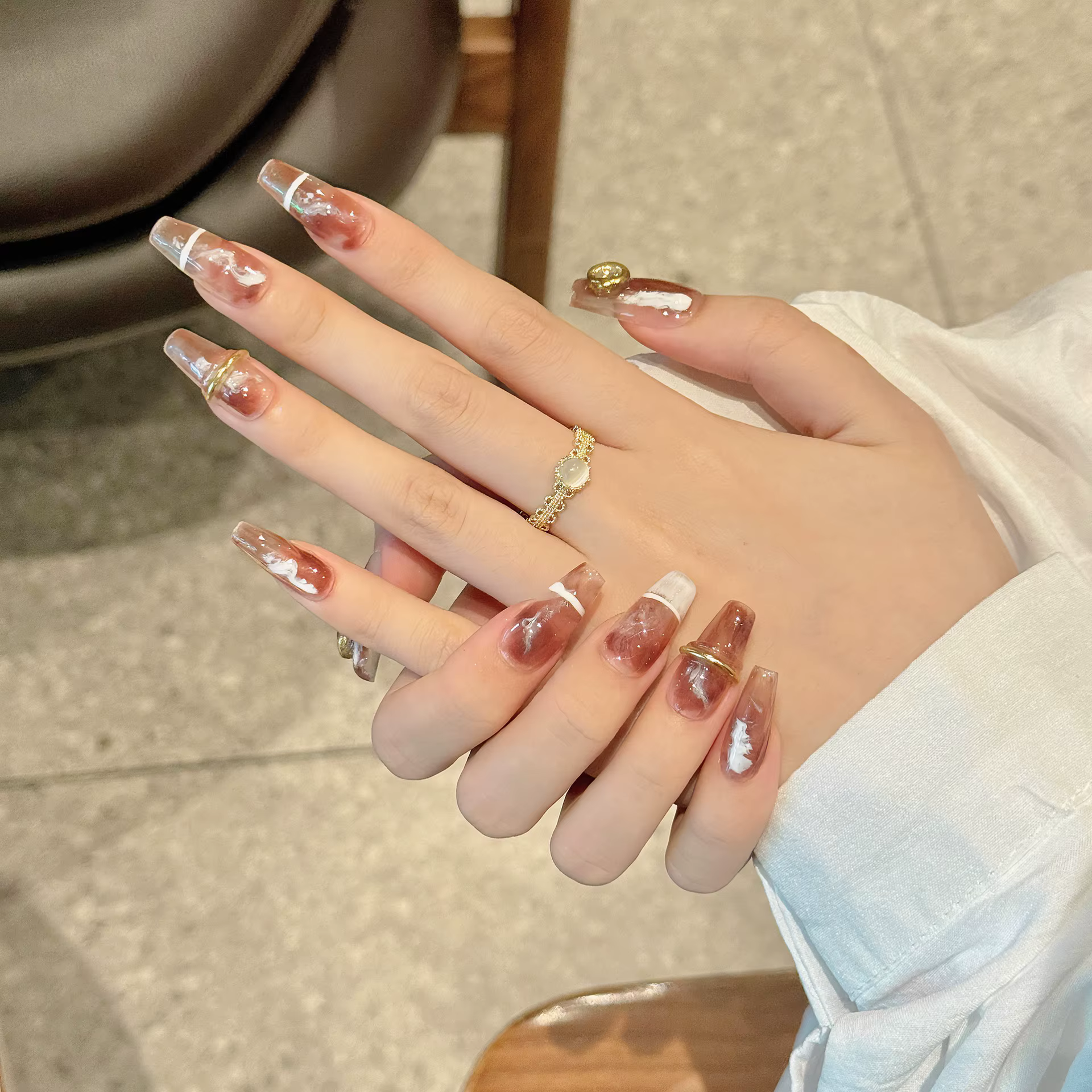 Faux ongles à pression faits à la main pour femmes et filles