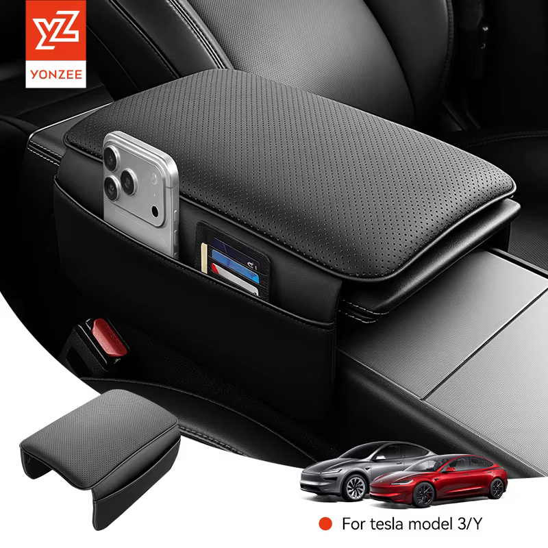 YZ Pour Tesla Model 3 Highland / Model Y Juniper 2026 – Housse de protection pour accoudoir central en cuir souple, coussinet de coude anti-rayures, accessoires intérieurs, nouveaux fournitures automo