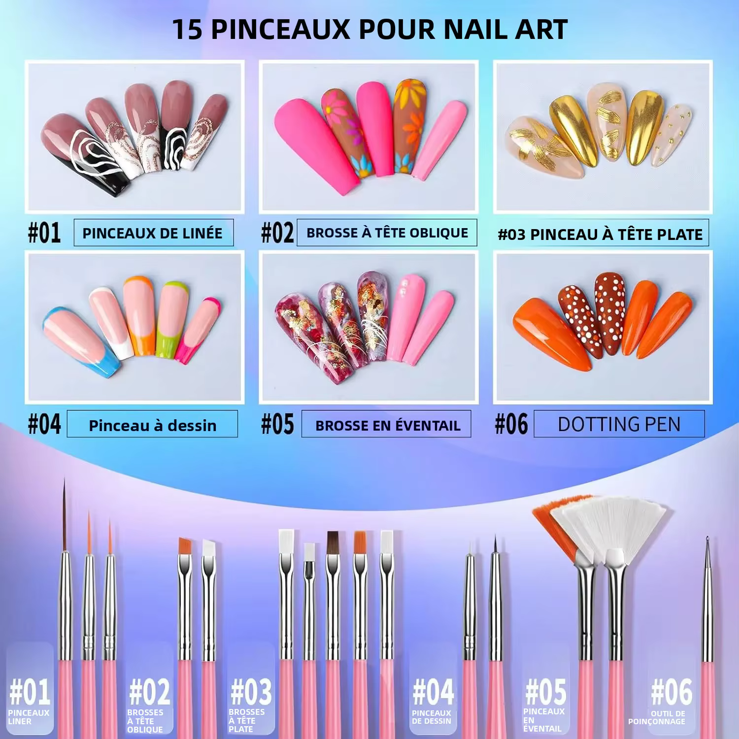 Ensemble d'outils pour nail art 32 pièces – Pinceaux