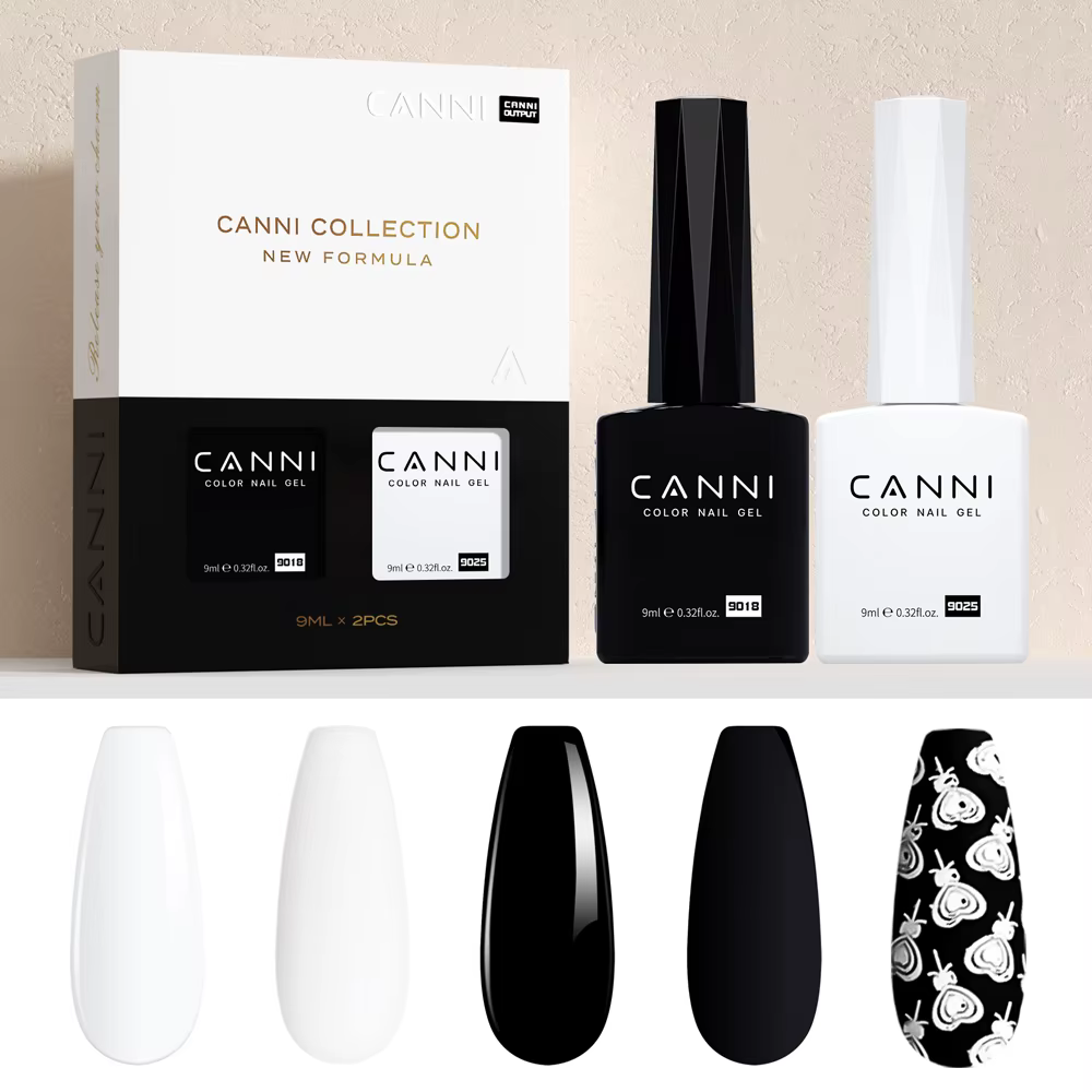 CANNI 9ml noir blanc HEMA TPO gratuit Gel vernis couleur haute qualité longue durée tremper néon UV lampe à LED durcissement Art Gel pour ongles