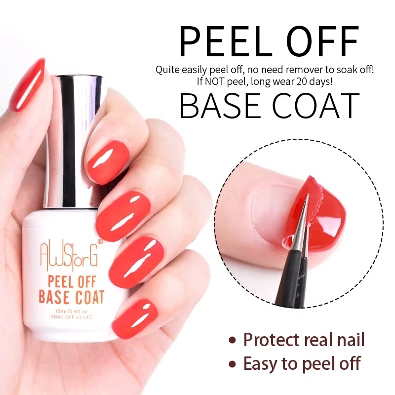 AWStorG 15ML Peel Off Base Coat Gel UV vernis à ongles apprêt clair Semi Permanent UV doux pratique Gel pour protéger