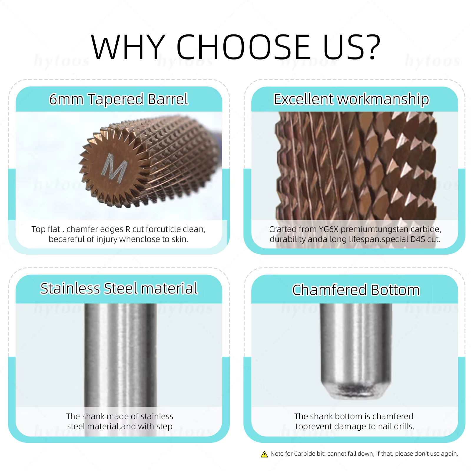 HYTOOS Embouts de ponceuse à ongles professionnels en carbure