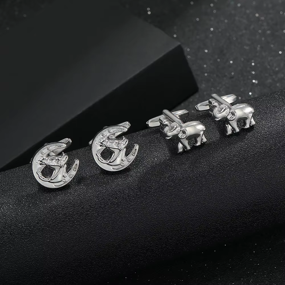 Lèvent de manchette en fer à cheval éléphant pour chemise, accessoires de bijoux animaux, articles bon marché imbibés, ton argent, livraison gratuite