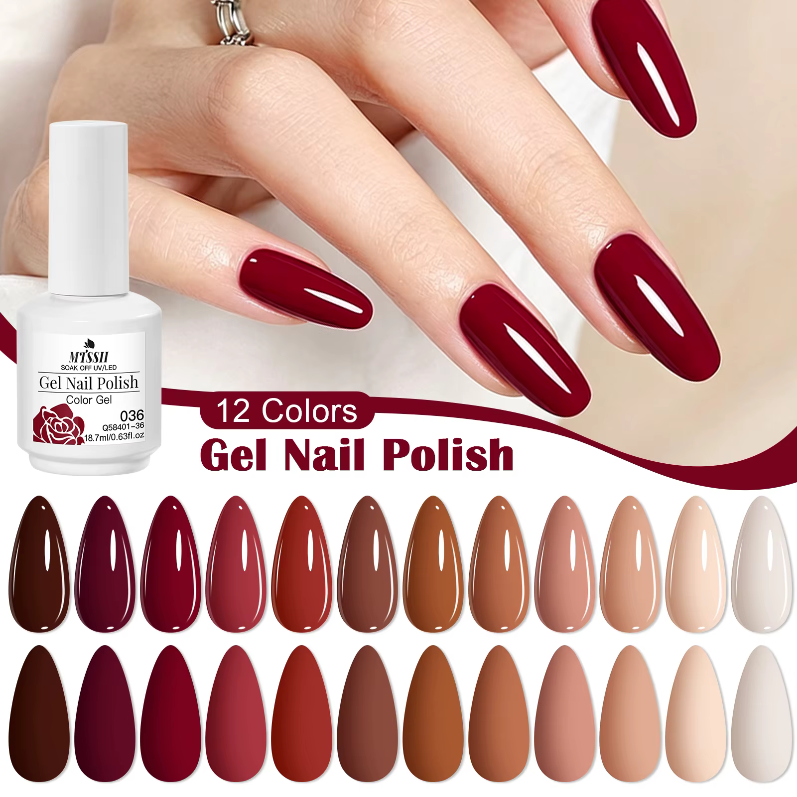 Lot de 12 vernis à ongles en gel 18