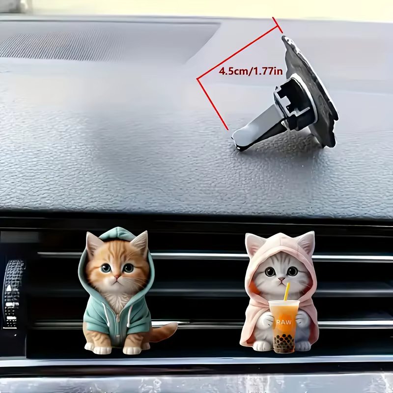 Aromathérapie de voiture en acrylique chat mignon, parfum longue durée, clip de ventilation, décoratif et aromathérapie
