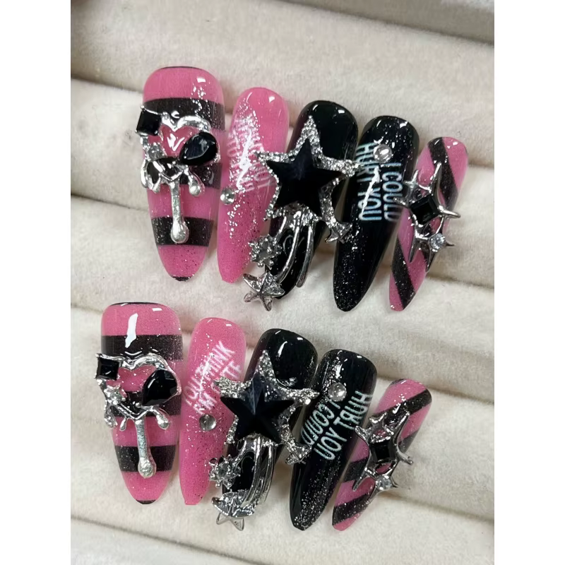 10 pièces de longues ongles à pointe d'amande en forme de goutte d'eau