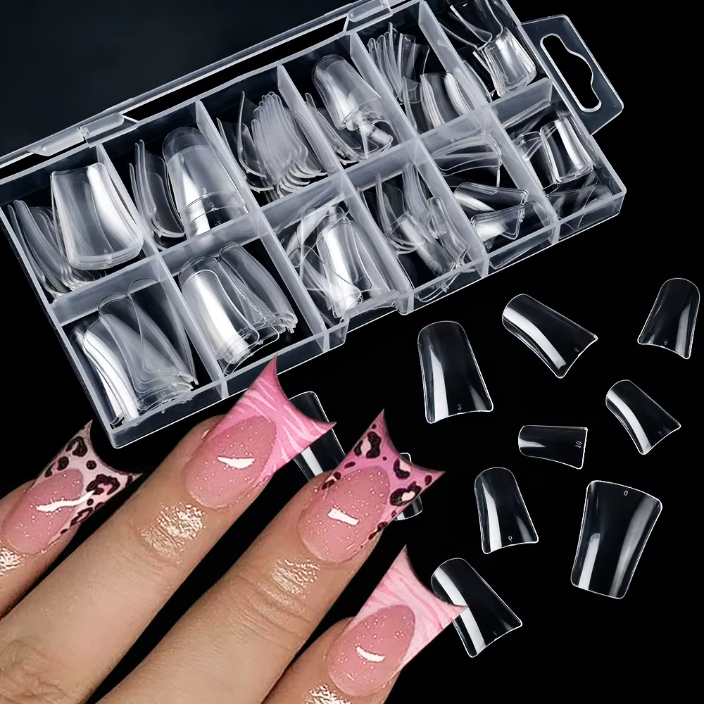 Faux ongles en bec de canard transparent