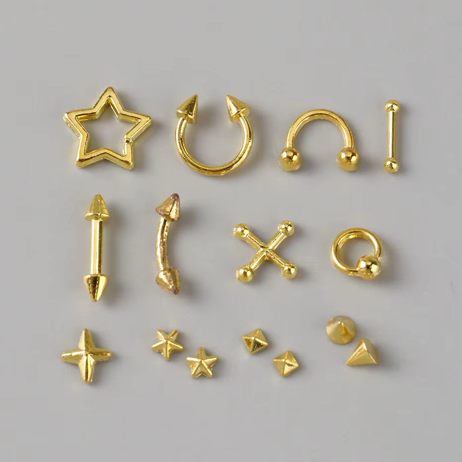 Breloques pour ongles en alliage Punk doré argenté Y2K
