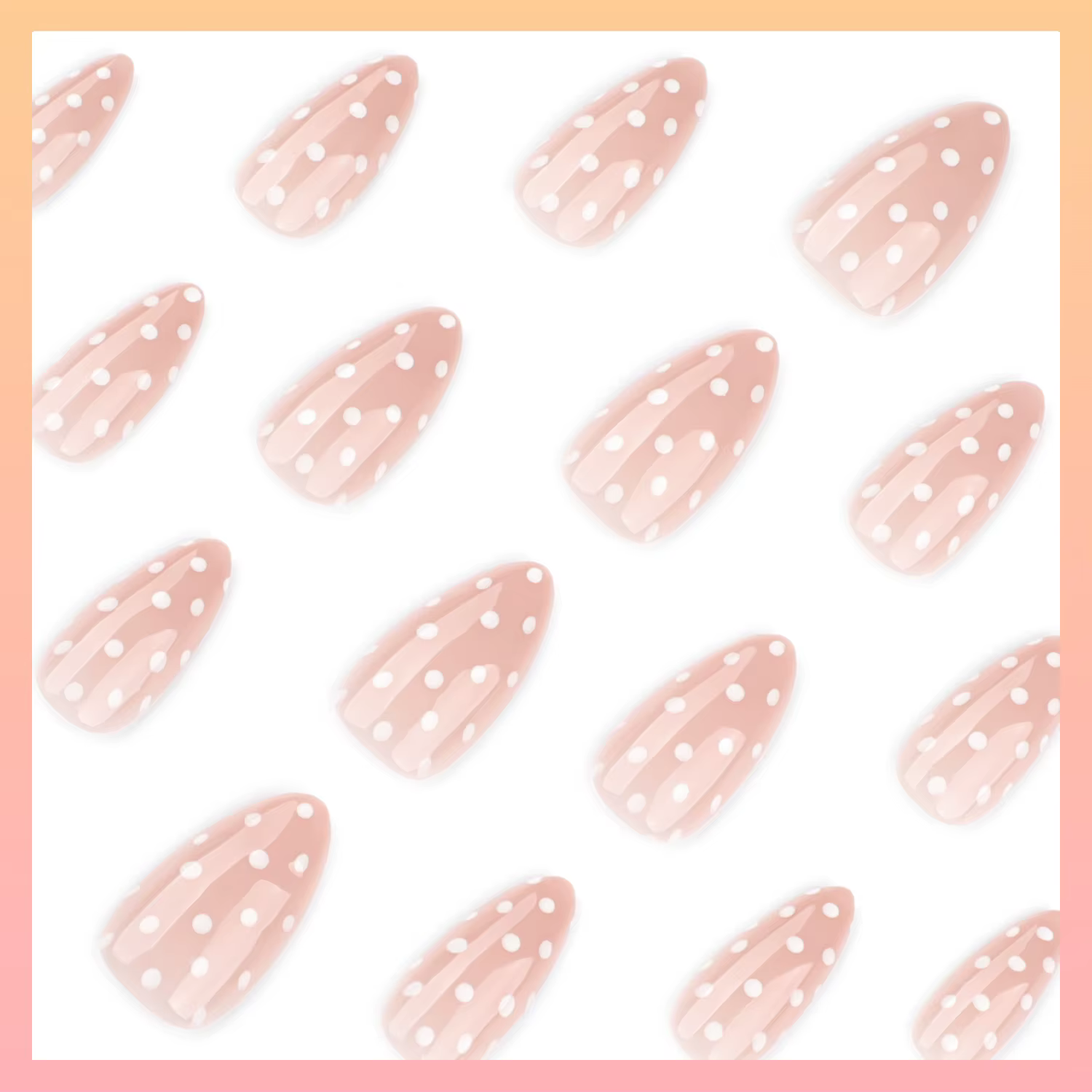 Chic à pois nu rose Nail Art Simple point rond court portable faux ongles détachable fini