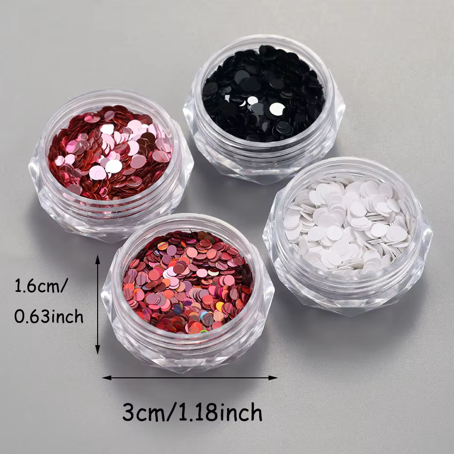 Paillettes à pois noirs et blancs pour Nail Art