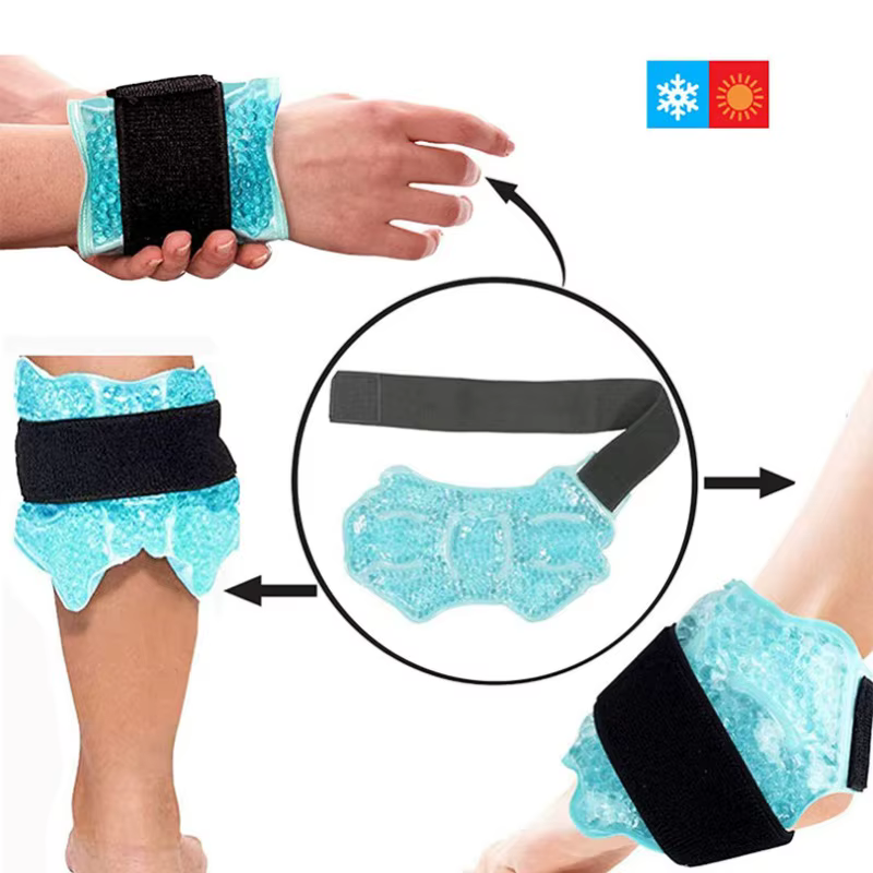 Compresse de gel réutilisable chaude et froide avec attelle réglable pour soulager les douleurs à la cheville et au genou