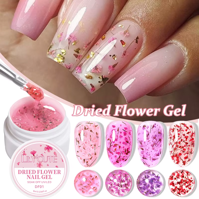 LILYCUTE 8ml rose fleur séchée Gel vernis à ongles