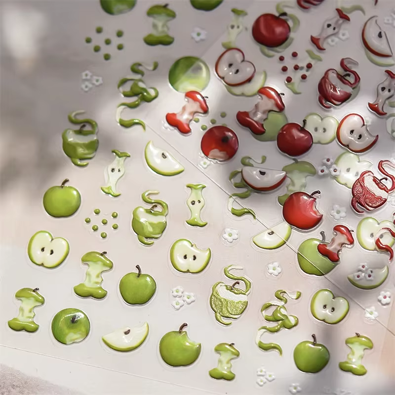 Autocollants pour ongles en gelée de fruits mignons 5D