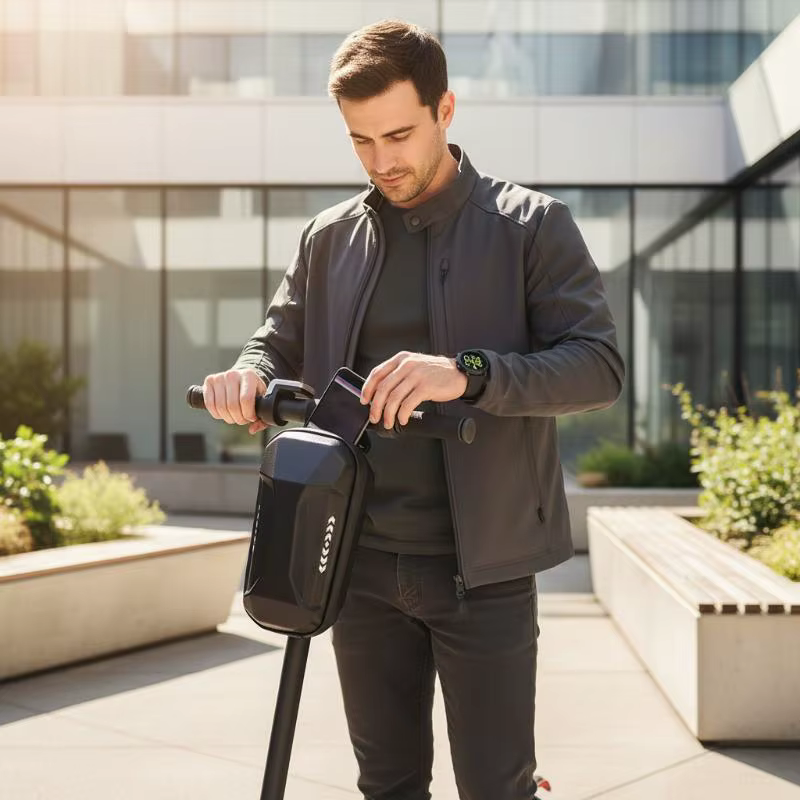 Sac d'accessoires pour trottinette électrique, coque rigide étanche, pour homme adulte, rangement avant pour trottinette électrique, pour les courses, tendance