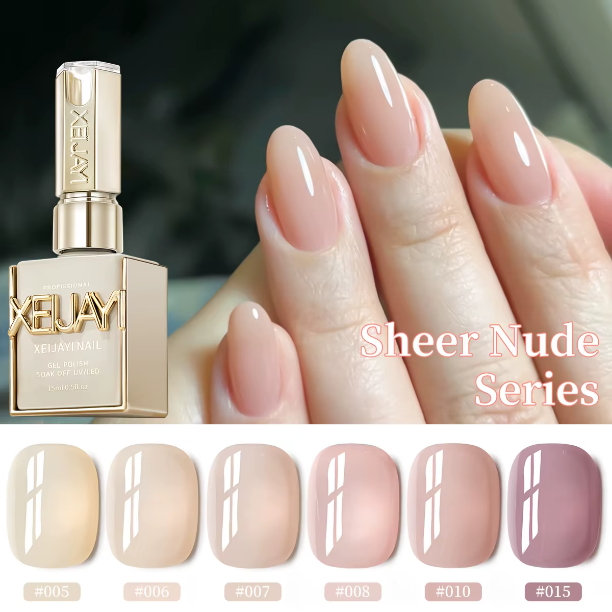 1/6 pièces pour créer une manucure subtile et chic - Vernis gel professionnel aux couleurs transparentes douces avec des détails délicats