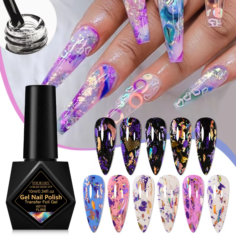 Vernis à ongles semi-permanent en gel de transfert de 10 ml pour autocollants adhésifs
