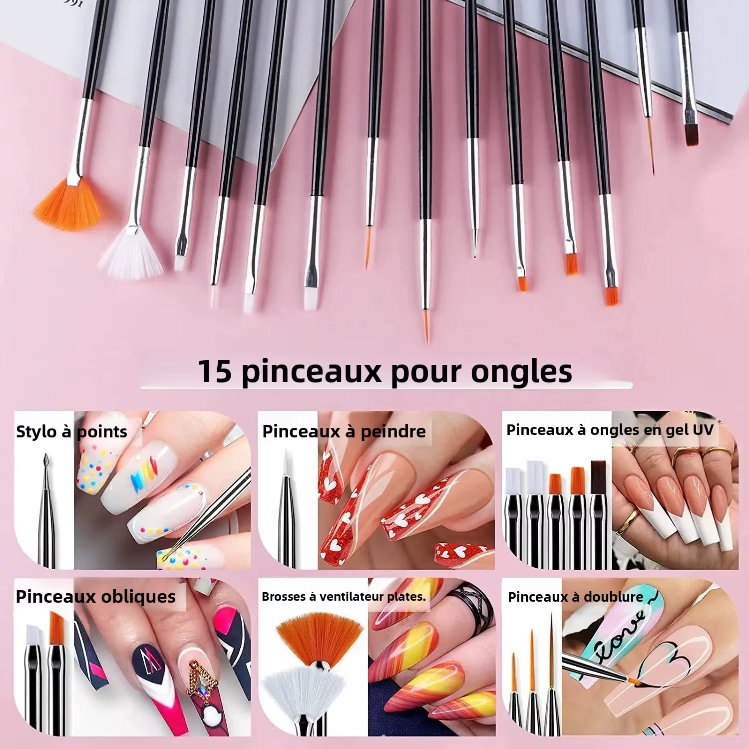 Kit de pinceaux pour nail art pour peinture sur ongles