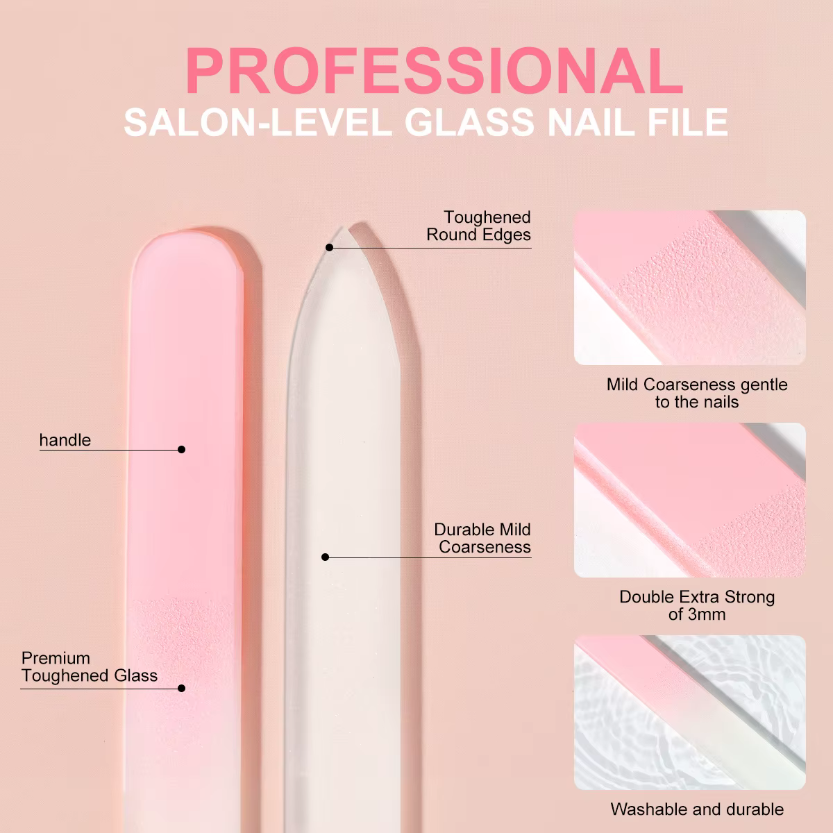 Lime à ongles en verre manucure professionnelle sable frottant