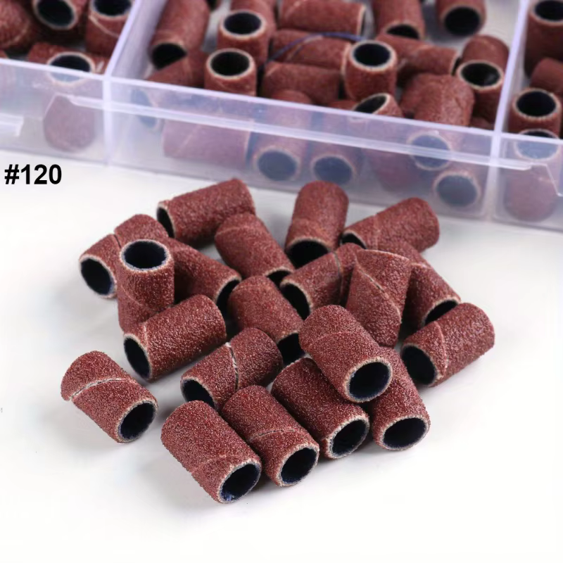 210 pièces bandes de capuchon de ponçage des ongles 80 ''/120''/180 ponceuse forets